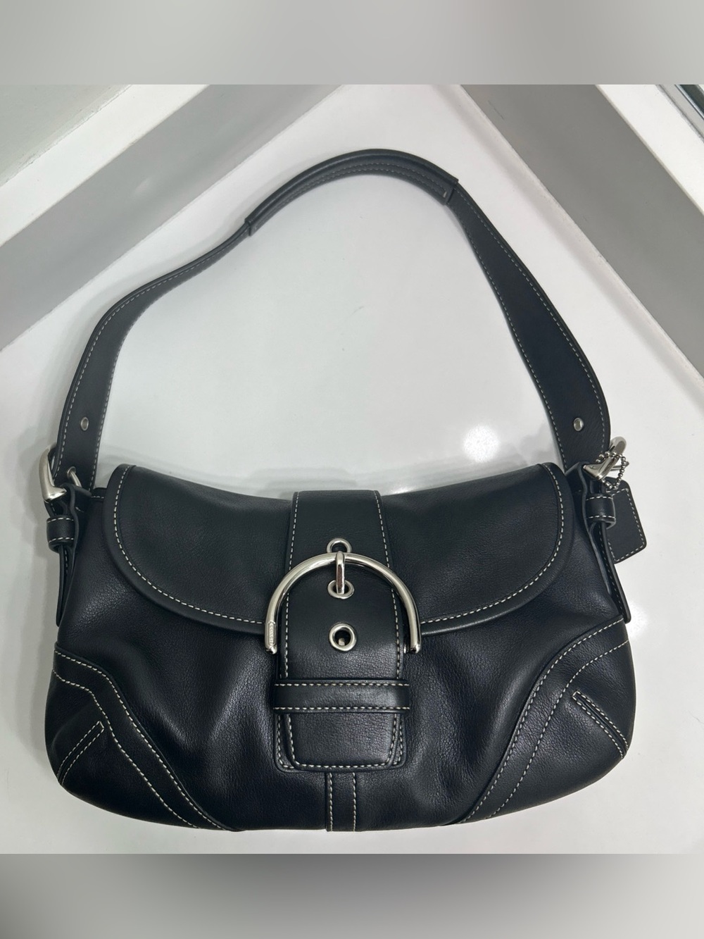Vintage Coach 9247 Soho Black Leather Shoulder Bag